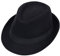 VASANA Modischer, klassischer schwarzer Fedora-Hut aus Wollmischung, breite Krempe, flache Kirche, Derby-Kappe, Jazz, Gentlemans, Flachhut, Panama-Hut für Herren und Damen, Schwarz , L