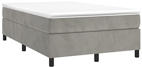 vidaXL Bettgestell, Polsterbett Bett für Schlafzimmer, Bettrahmen mit Lattenrost Stützbeinen, Schlafzimmerbett Doppelbett, Hellgrau 120x200cm Samt