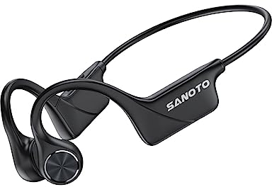 SANOTO Auriculares Conduccion Osea Bluetooth,Open Ear Auriculare Oseos Bluetooth 5.3 Auriculares Inalambricos Oseos IPX5 Impermeables Auriculare Deportivos
