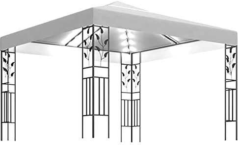 XIAOGUANG Tonnelle pliante avec guirlande lumineuse LED, pergola, tente de fête, auvent sur pied, tente solaire, pavillon de jardin, pavillon de barbecue, 3 x 3 m Blanc