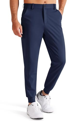 Libin Pantaloni da Golf da Uomo Elasticizzati Slim Fit Jogging Pants Sportivi Abito Pantaloni Lunghi Jogger Tessuto Pants con Tasche, Blu Navy XL