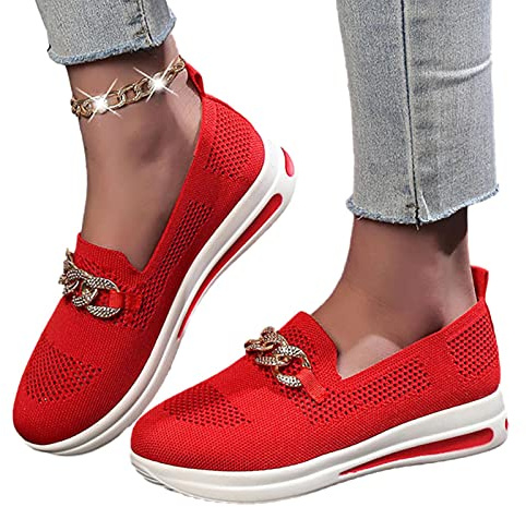 Fulenyi Zapatos de senderismo de punta redonda para mujer | Zapatos planos ligeros y cómodos con soporte de arco,Zapatillas ortopédicas cómodas, ligeras, informales, transpirables para pesca