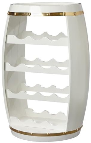 riess-ambiente.de Design Weinfass Bodega White 65cm weiß Gold Pinie Flaschenregal 14 Flaschen, Nachttischlampe, Dekolampe, Wohnzimmerlampe