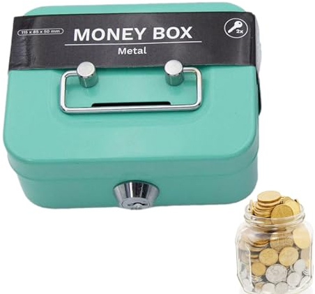 Caja Fuerte Portátil, Caja De Caudales con Cerradura De Llave, Caja Fuerte De Metal con Cerradura con 2 Llaves, Caja De Efectivo con Ranura para Niños, para Niños Y Adultos, Colección De Monedas