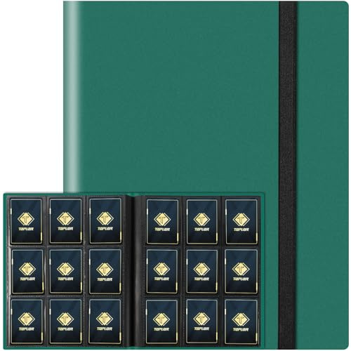 Trading Card Binder Holder 9 Pocket Card Album Folder, Card Collection Binder with 360 Side Loading Pocket Card Book Fit for MTG Baseball Football Sports Card Play Cards (Green, 360 Pockets)