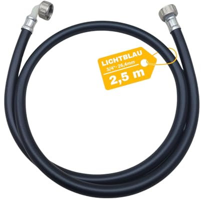 LICHTBLAU Tuyau d'alimentation d'eau chaude 90° I 2,5 m I 3/4 Machine à laver et lave-vaisselle I 2996 I Tuyau d'eau chaude avec filetage métallique I Joint inclus