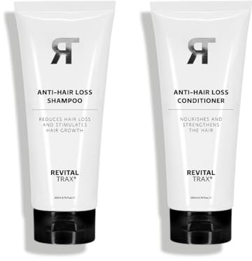 RevitalTrax Anti-Haarverlust Shampoo und Spülung Set, Haarpflege zur Förderung des Haarwachstums, stärkt Haarwurzeln und reduziert Haarausfall, 2x200ml
