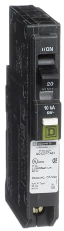 Square D by Schneider Electric Square D - QO120PCAFI 20-Amp Single-Pole Plug-On Neutral CAFCI Circuit Breaker