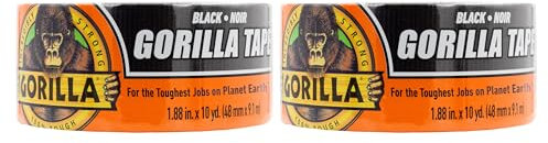 Gorilla 6012110 Duct Tape, 1.88 x 12 yd, Black, (Pack of 2), 2-Pack
