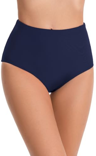 Micosuza Women's High Waist Retro Basic Full Coverage Swimsuit Briefs - Swim Bottom, Swimwear Briefs, Size 16, Solid