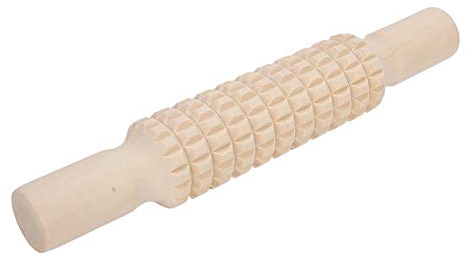 Geprägter Nudelholz mit 2 verschiedenen Mustern Massivholz polierter Nudelholz zum Formen von Teig oder Skulptur Keramik Handwerk(Gitter)