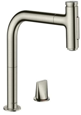hansgrohe 2-Loch-Spültischmischer 200 Metris Sel. M71 mit Ausziehbrause, 2jet, Edelstahl-Optik