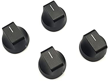 RYELDOM Kit 4 Manopole per Cucine Rex Electrolux Nere, Ricambio Manopole Piano Cottura, Diametro Astina Rubinetto 6 mm