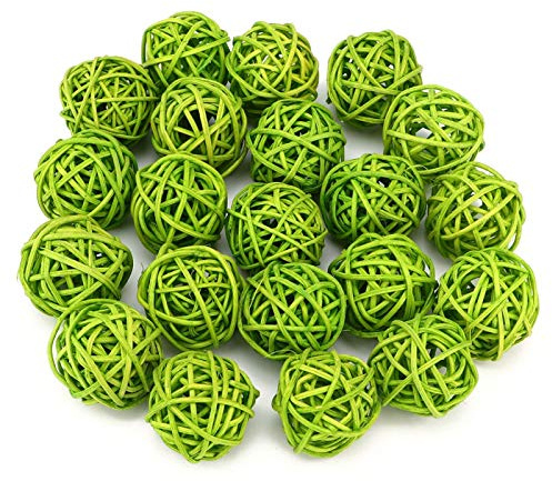 20st Rottingbollar Vägghängande Belysning Dekoration Träddekoration för Budgies Conures Ball Orbs Crafts DIY Tillbehör(Yellow)