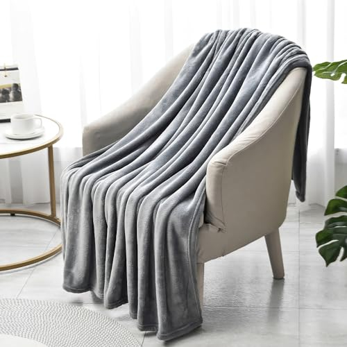 Clanmacy Kuscheldecke 220x240cm Grau Wohndecke Zweiseitige Kuscheldecke Warm Sofadecke/Couchdecke Superweich und Flauschig Fleecedecke für Bett und Sofa
