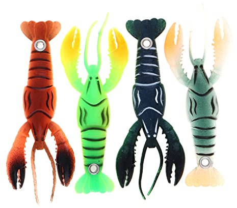 OriGlam 4pcs 3.5inch Crawdad Fishing Lures Lobster Lure, Soft Fishing Lure Crawfish Bait Shrimp Lobster Claw Artificial Lure, Soft Crawfish Fishing Lures Soft Crawfish