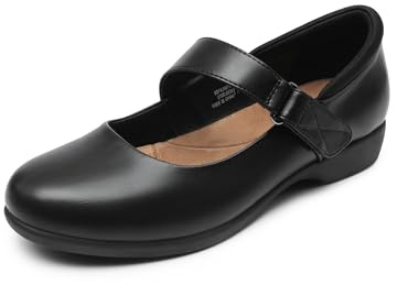 DREAM PAIRS Women's Strap Mary Jane Flats, Casual Work Office Comfort Shoes for Lady,Size 8,Black,SDFA2407W