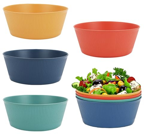 4 Stück Schalen Set Plastik Schüssel Mehrfarbig Salatschüssel Kunststoff Ramen Schüssel Große Servierschüssel Unzerbrechlich Suppenschüsseln für Kinder & Erwachene Mikrowellenfest Spülmaschinenfest