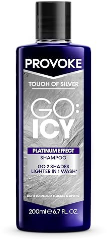 PROVOKE Touch of Silver Go Icy Shampoo 200ml, Icy Platinum Look in Just 1 Wash, Triple Toning Technology to Cool Down Brassy Tones, Enriched with Keratin