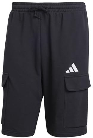 Adidas Men's Essentials FEELCOZY French Terry Cargo Short, Black/White, L