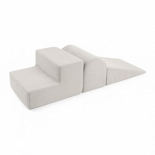 Meowbaby 3-Bloques de Espuma - Parque Infantil 145x45cm para Niños, Pana, Crema