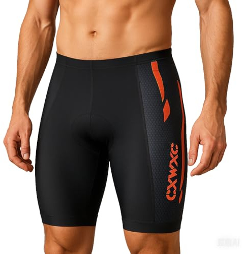 CXWXC Pantaloni da Ciclismo da Uomo con Imbottitura Spessa in Silicone, Pantaloni da Ciclismo da Uomo, Traspiranti, ad Asciugatura Rapida (IT, Testo, XL, Regular, Regular, Arancia)