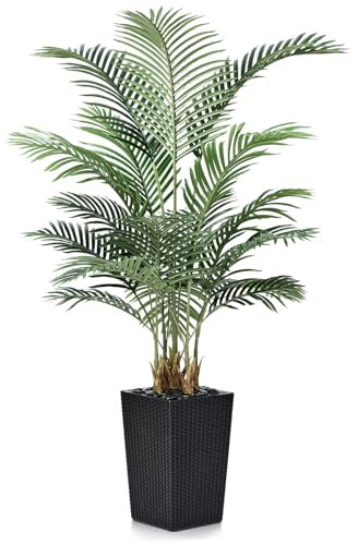 VeriNatural 150cm Artificial Areca Palm Tree - UV-Resistant Fake Faux Trees - Large Artificial Plants with Black Cone Pot & River Stones,for Indoor Outdoor Decor Living RoomOffice Balcony, VN130