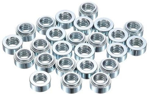 sourcing map 25 tuercas autoadhesivas de acero al carbono chapado en zinc de 1/10.2 cm-50.8 x 0.6 cm para la industria de la construcción