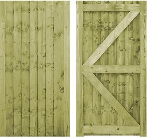 Wooden Featheredge Garden Gate, Pressure Treated, 180cm High x 75cm Wide x 6cm Deep, Brown, Contemporary Garden Style, Wood Material (180cm High x 75cm Wide x 6cm Deep)