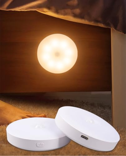 PRECORN 4 x LED-nattlampa med rörelsedetektor, dimbar, 3 färgtemperaturer, USB-C uppladdningsbar, trådlös skåpbelysning, magnetisk, sensorljus för trappor, hall, kök och garderob