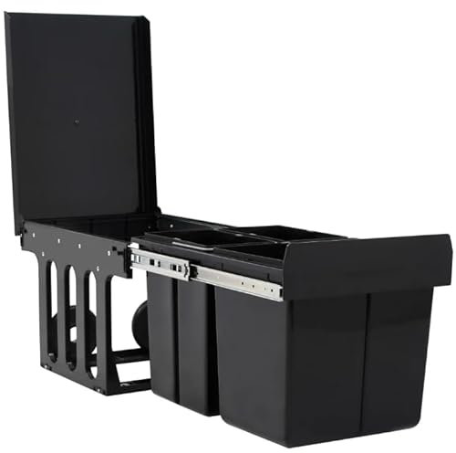 Eleganz Pattumiera per armadi a 3 scomparti: pattumiera, sistema di raccolta differenziata cucina, pattumiera da cucina, pattumiera da incasso, pattumiera da cucina, armadietto da cucina, 2 x 8 l + 15