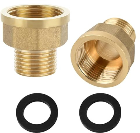 0.5 Inch External to 3/4 Inch Internal Thread with Temperature Resistant Gaskets Strong Brass Adapter for Plumbing Brass Water Heater Reducer Coupling