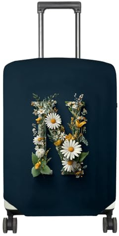 Nuxovilar Luggage Cover Suitcase Protector Suitcase Covers For Luggage, Fits 28-30 Inch, For Floral Lovers, Garden Trips, Nature Visits (Flower Letter Pattern)