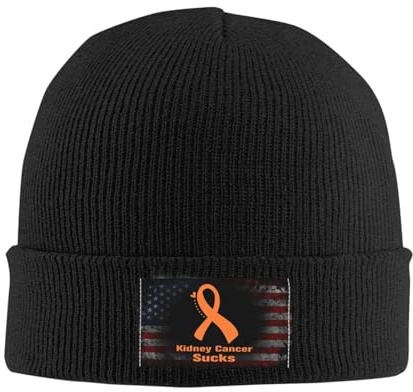 Silston Kidney Cancer Sucks Orange Ribbon Beanie Hats Chunky Winter Warm Knit Hat for Men Women