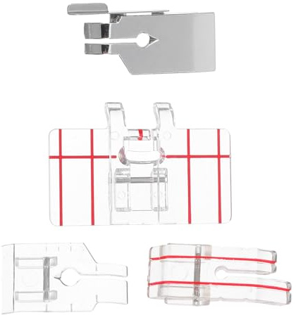 NOLITOY Lot de 4 Set de Pieds-de-biche Multifonctionnels pour Machine à Coudre Domestique Pied Ourleur Roulé Pied de Satin Acier Inoxydable Accessoire Couture pour Projets DIY