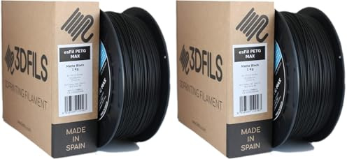 3DFILS - Filamento PETG Negro Mate para impresión 3D (1,75 mm / 1 Kg, Negro Mate) (Paquete de 2)