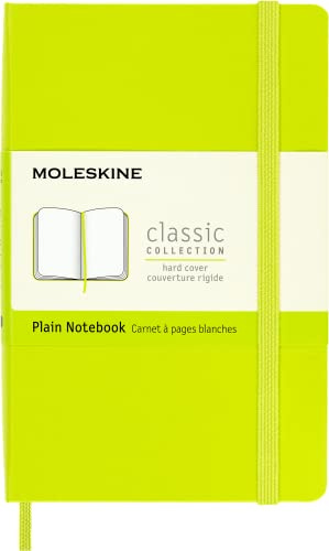 Moleskine - Classic Notebook, Plain Notebook, Hard Cover and Elastic Closure, Size Pocket 9 x 14 cm, Colour Lemon Green, 192 Pages