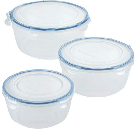 LocknLock Easy Essentials Food Storage lids/Airtight containers/Stackable, BPA Free, 6 Piece, Clear