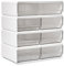 EZOWARE 7 Transparente Schubladen Make Up Organizer, 4er-Set Stapelbar Kosmetik Aufbewahrung Schminkschublade Behälter