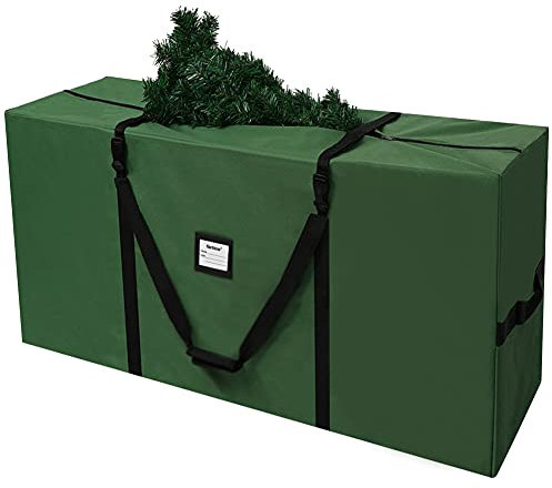 AerWo Extra Large Christmas Storage Containers, Fits Up to 7.5 Ft Artificial Trees Heavy Duty 600D Oxford Xmas Holiday Tree Bag with Dual Zipper (50” X 20” X 15”)