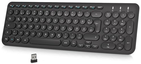 cimetech Kabellose Tastatur, Ultraslim Deutsches QWERTZ Layout wiederaufladbare USB Anschluss 2,4 GHz Kabellos Tastatur mit Multimedia-Tasten, Kompatibel mit PC, Computer, Notebook, Laptop, Windows