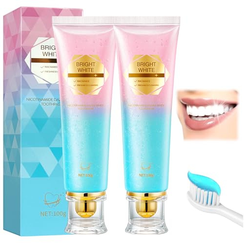 2 Stück Niacinamid Whitening Zahnpasta,Natürliche Aufhellende Zahnpasta mit Niacinamid,Radiant whitening zahnpasta,Zahnpasta Weisse Zähne für Tiefenreinigung,Intensive Aufhellung,Frischer Atem