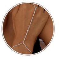 Dochais Bracelets for Women,14K Gold/Silver Plated Dainty Hand Chain Bracelets Trendy Ring Chain Bracelet Charm Gold Cuff Bangle Stackable Bracelet Fashion Body Jewelry Adjustable Waterproof GiftsJ