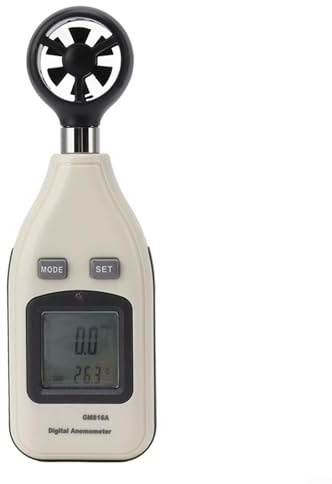 Anémomètre numérique portable pour compteur de vitesse avec mesure, plage de 0,1 à 30 m/s, double affichage pour et température 0-45 °C, fonction de conservation des données, 5 unités