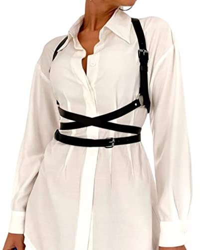 Générique Harnais en cuir pour femmes, ceinture Punk sous le buste, Corset avec sangle, ceinture en chaîne pour femmes