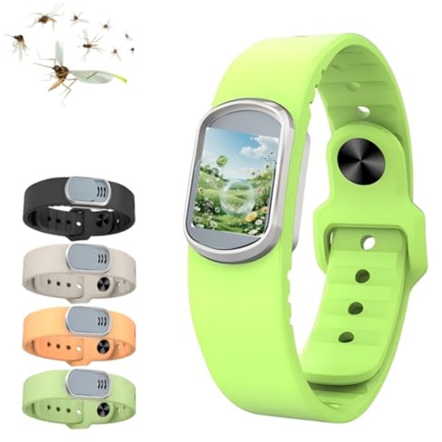 Långvarigt 90-dagars myggavvisande armband, växtextraherat kraftfullt skydd, justerbart (14-20 cm) armband, fri från borttagning, vattentät och svettbeständig, lämplig för vuxna och barn (grön, A)
