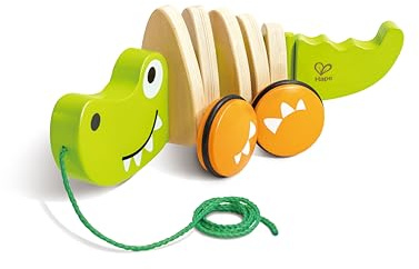 Hape Nachziehspielzeug Krokodil Croc – Holzspielzeug für Kleinkinder, Lauflern- und Motorikspielzeug, fördert Bewegung, Koordination und erstes Rollenspiel, ab 12 Monaten
