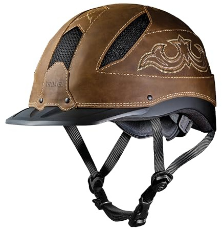 Troxel Cheyenne Rugged Horse Riding Helmet, Low-Profile, Self-Adjustable Design, Safety Horseback Riding Gear, Small (6-5/8-7), Brown