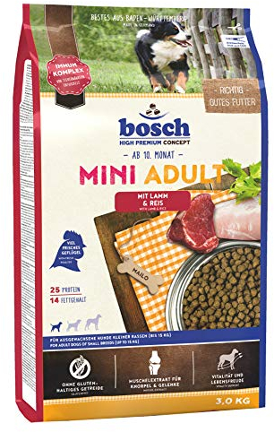 bosch HPC Mini Adult mit Lamm & Reis | Hundetrockenfutter für ausgewachsene Hunde kleiner Rassen (bis 15 kg) | 1 x 3 kg