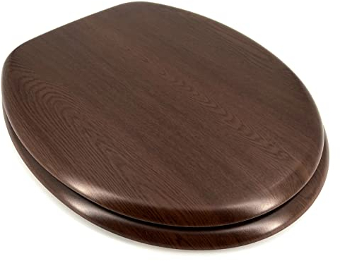 WC Sitz Klobrille Wenge mit Holzkern und messingverchromten Scharnieren